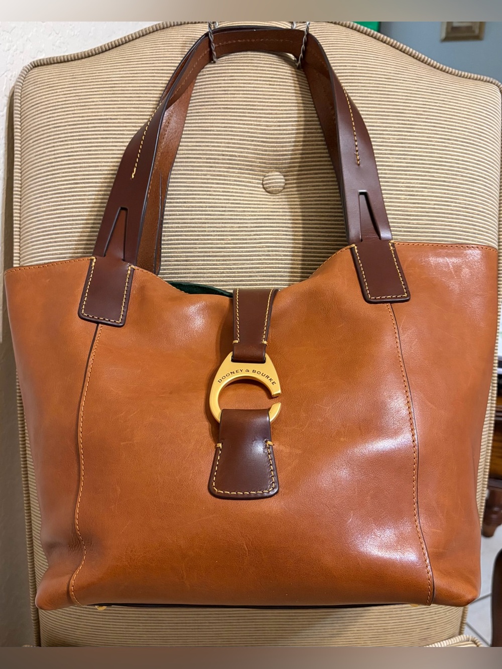 Dooney & Bourke Derby Florentine East-West Shopper Tote in Natural Brown